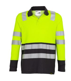 polera-polo-alta-visibilidad-bi-color-ml-hombre (2.1) Polera Polo Hibrida Hi-Vis Bi Color Manga Larga Hombre