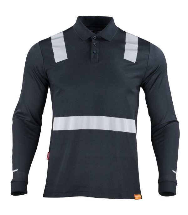 Polera Polo Hibrida con Cinta Reflectiva Manga Larga Hombre
