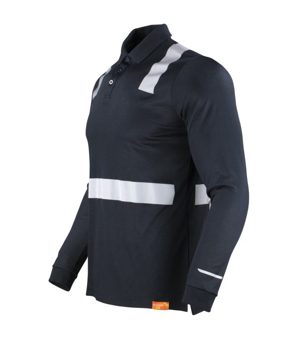 Polera Polo Hibrida con Cinta Reflectiva Manga Larga Hombre