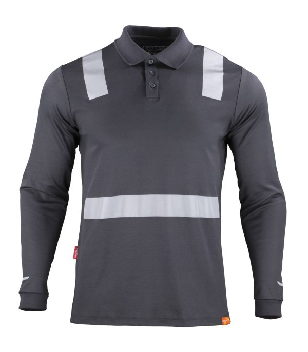 Polera Polo Hibrida con Cinta Reflectiva Manga Larga Hombre